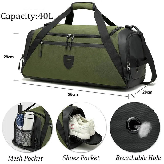Sac de Sport Étanche 40L – Compartiment Chaussures Séparé, Anti-Odeur